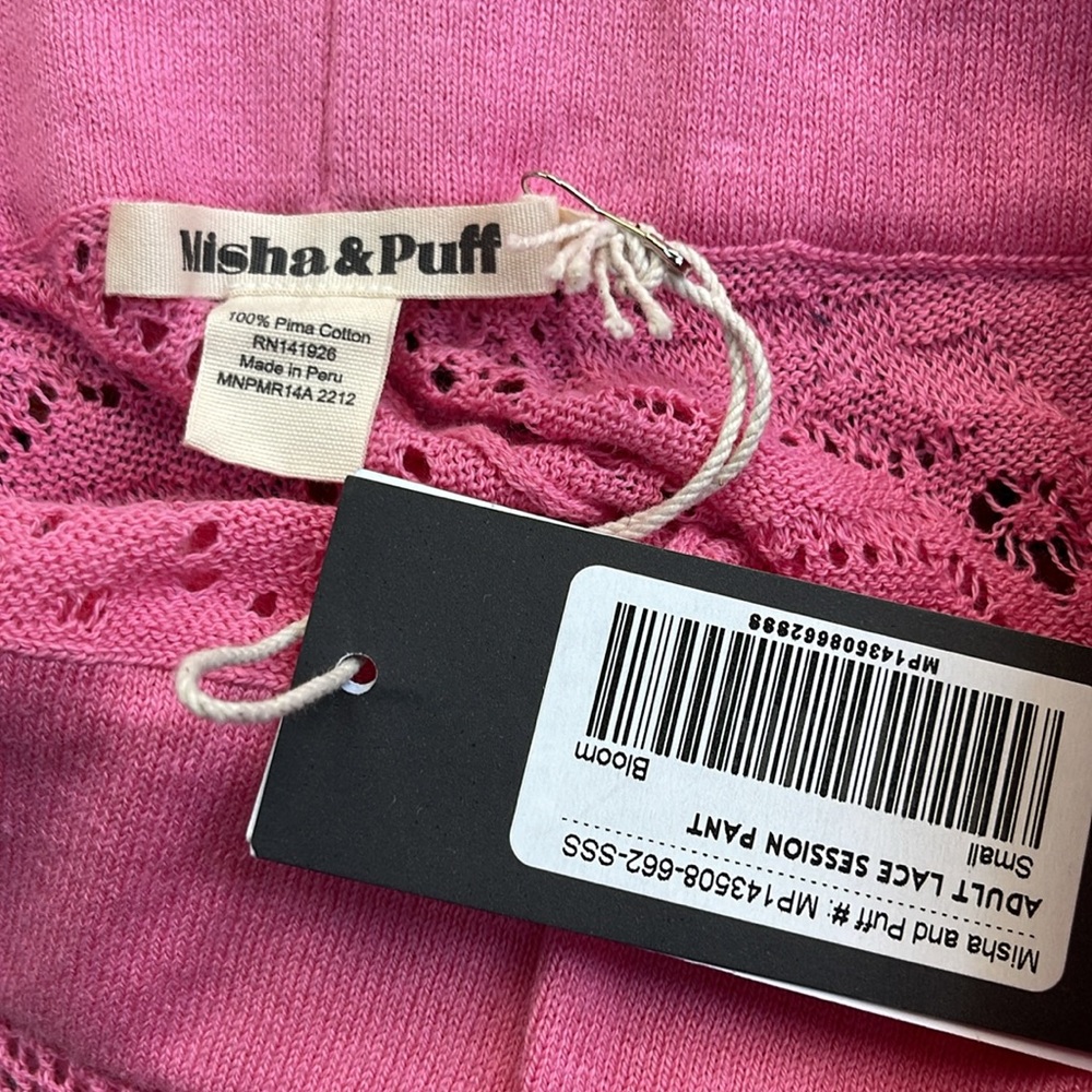 NWT Misha and Puff Lace Session Knit Pants - Bloom Pink - Small - Pima Cotton - Picture 8 of 11
